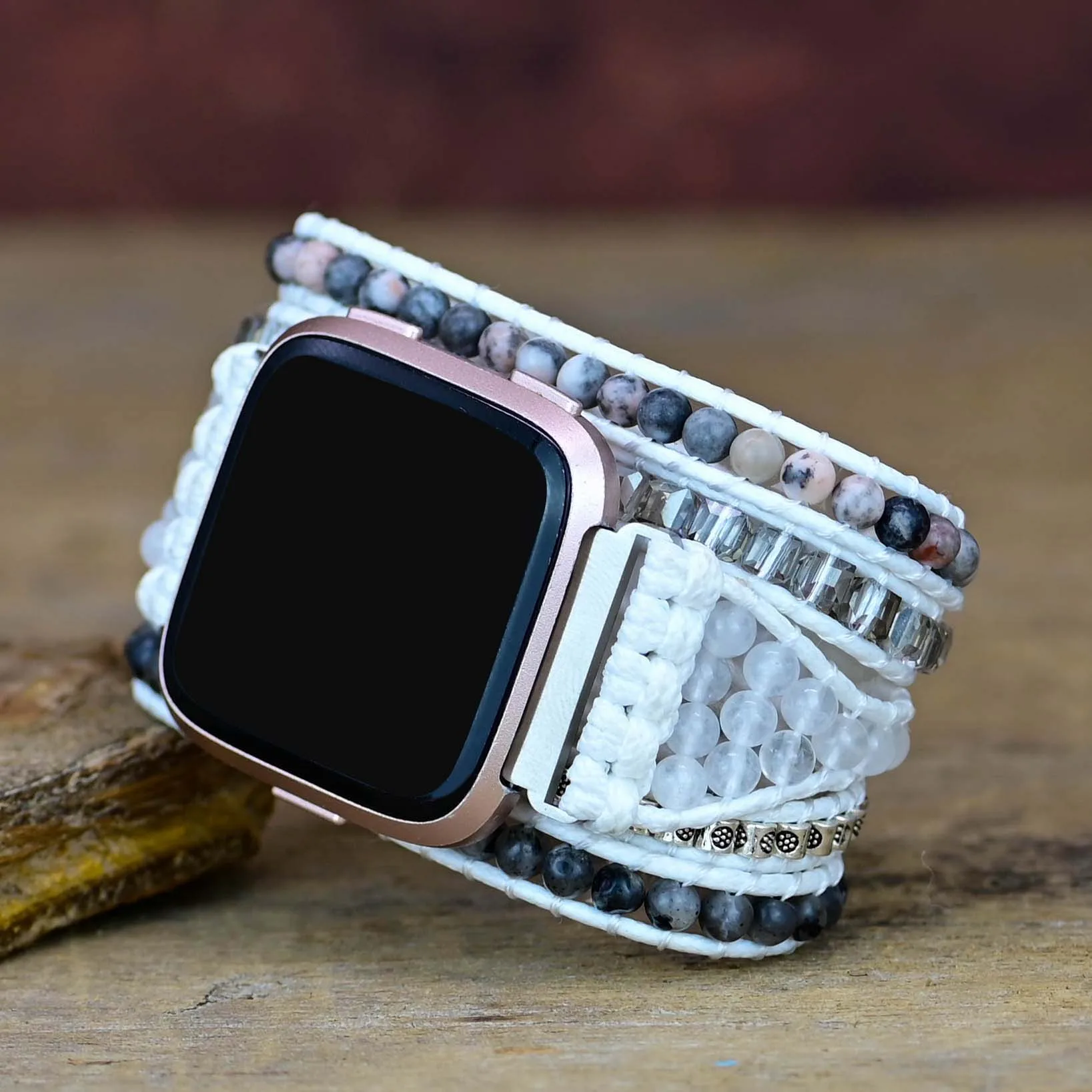 Ремешок для часов Fitbit с восковым шнуром уникальный белый браслет ручной работы в