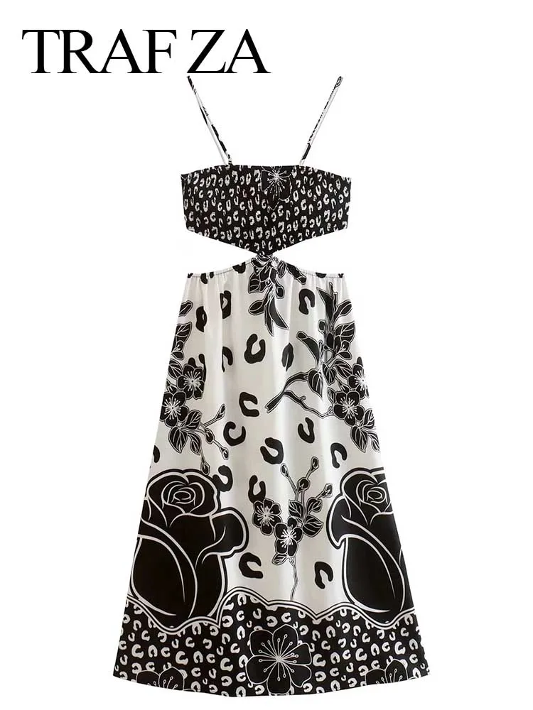 TRAF ZA Summer New Sexy Show Waist Elastic High Street Women's Dress Fashion Trend Black and White Floral Print Sling Dress
TRAF ZA Summer New Sexy Show Waist Elastic High Street Women's Dress Fashion Trend Black and White Floral Print Sling Dress
