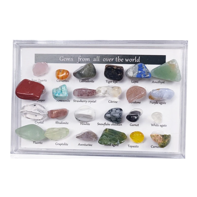 

24 шт. Исцеляющие кристаллы чакра камни красочные драгоценные камни образцы руды полированный камень геологические обучающие материалы