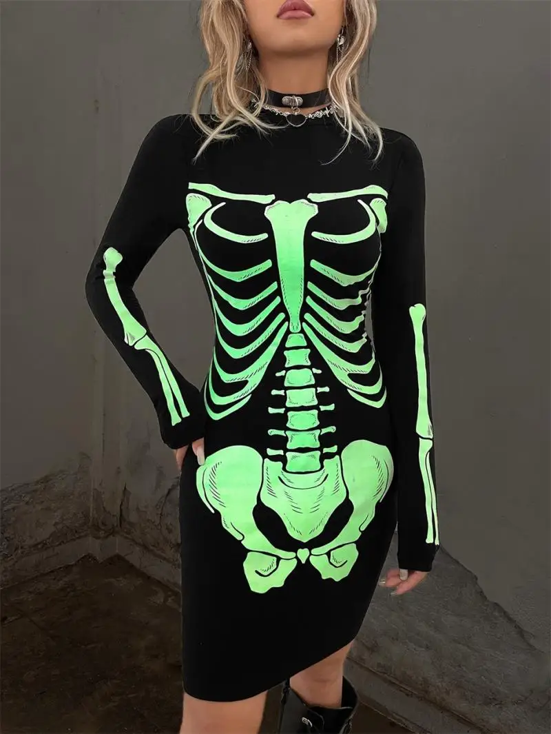 Женское платье с длинным рукавом, светоотражающее эластичное платье в стиле панк с длинным рукавом и принтом черепа, модель 2023
Женское платье с длинным рукавом, светоотражающее эластичное платье в стиле панк с длинным рукавом и принтом черепа, модель 2023