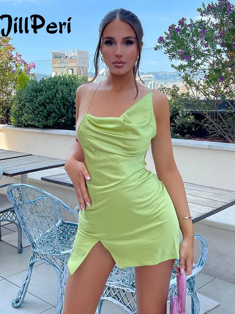 JillPeri Summer Backless Irregular Collar Slit Satin Dress Club Outfits For Women Celebrity Clothes Chic Short Camis Party Dress
JillPeri Summer Backless Irregular Collar Slit Satin Dress Club Outfits For Women Celebrity Clothes Chic Short Camis Party Dress