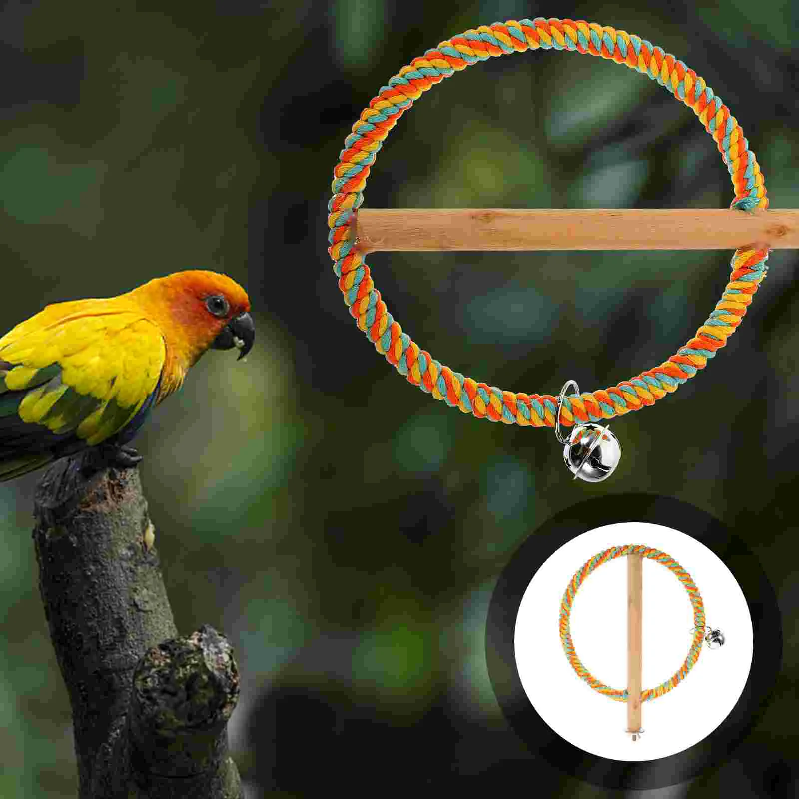 Pet Birds Standing Rod Hanging Ring Plaything with Small Bell Climbing Ring 
Pet Birds Standing Rod Hanging Ring Plaything with Small Bell Climbing Ring