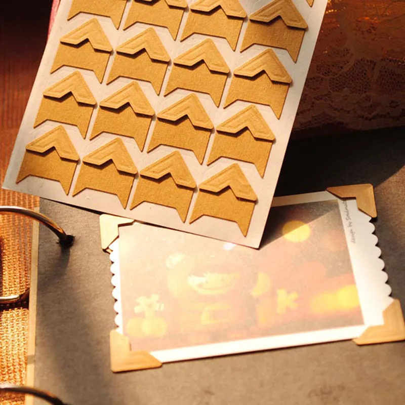 120 pcs/lot (5 sheets) DIY Vintage Corner kraft Paper Stickers for Photo Albums Frame Decoration Scrapbooking Free shipping 604
120 pcs/lot (5 sheets) DIY Vintage Corner kraft Paper Stickers for Photo Albums Frame Decoration Scrapbooking Free shipping 604