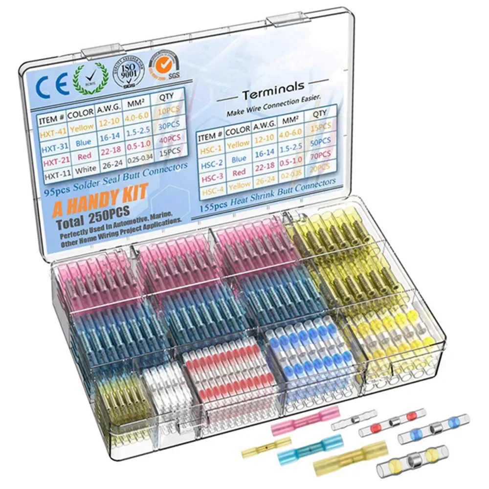 Waterproof Heat Shrink Butt Crimp Terminals Solder Seal Electrical Wire Cable Splice Terminal Kit Terminals Connector
Waterproof Heat Shrink Butt Crimp Terminals Solder Seal Electrical Wire Cable Splice Terminal Kit Terminals Connector