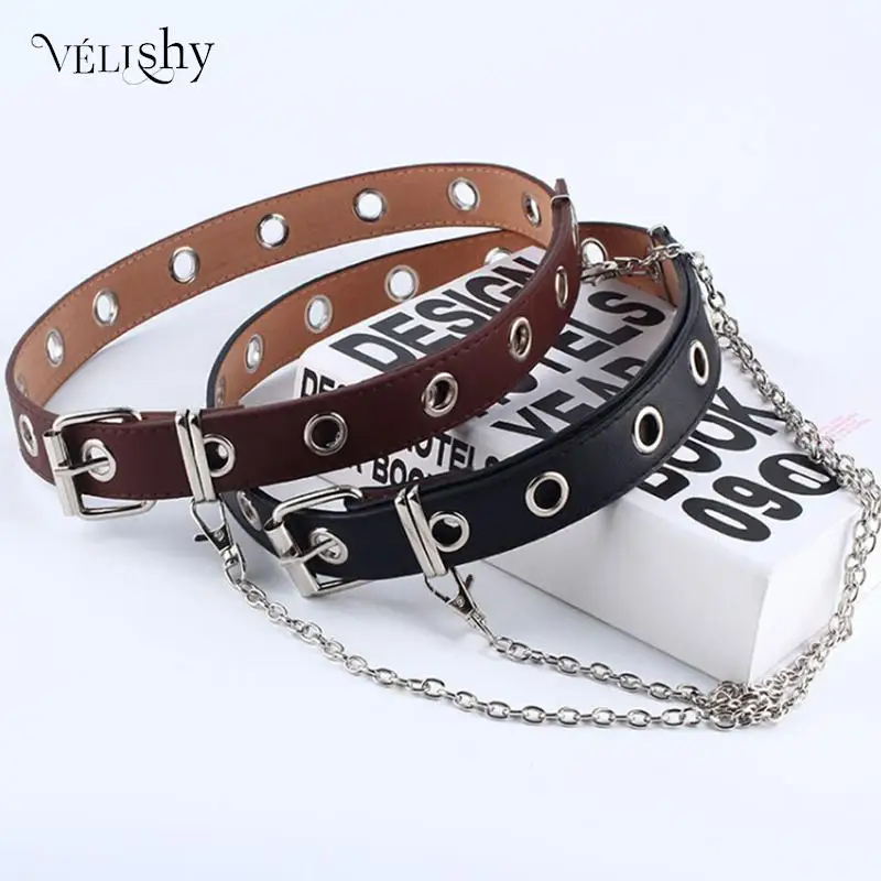 1PC Fashion Women Punk Chain Fashion Belt Adjustable Black Double/Single Eyelet Grommet Leather Buckle Belts
1PC Fashion Women Punk Chain Fashion Belt Adjustable Black Double/Single Eyelet Grommet Leather Buckle Belts