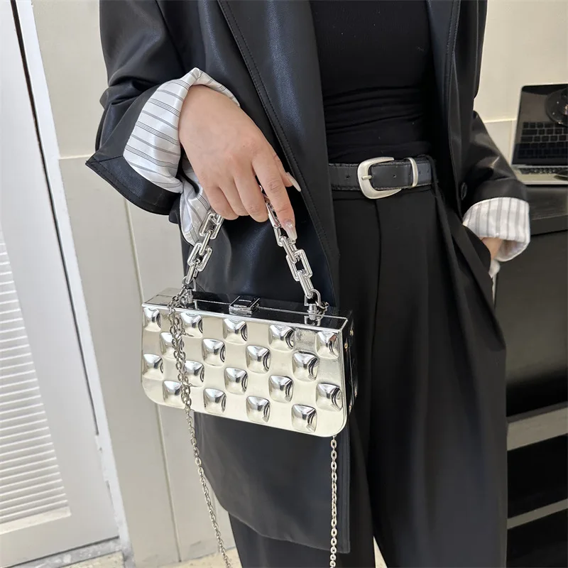 

Вогнутая и выпуклая дизайнерская сумка-клатч золотого и серебряного цвета, дизайнерская женская вечерняя сумка через плечо с цепочкой, мини-кошельки и сумочки