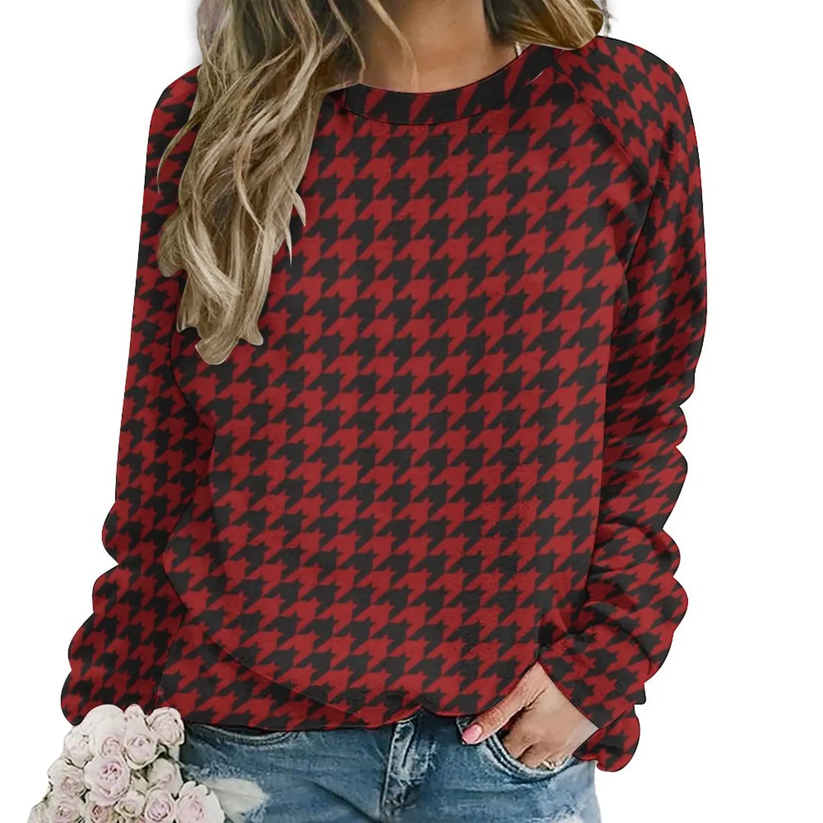 Vintage Houndstooth Casual Hoodies Autumn Red and Black Retro Hoodie Female Long Sleeve Oversized Street Wear Design Sweatshirts
Vintage Houndstooth Casual Hoodies Autumn Red and Black Retro Hoodie Female Long Sleeve Oversized Street Wear Design Sweatshirts