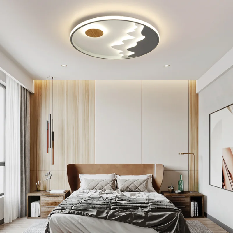 

Фонарь потолочный ультратонкий, современный креативный светильник в скандинавском стиле с зернистой текстурой дерева для гостиной, спальни, коридора, балкона