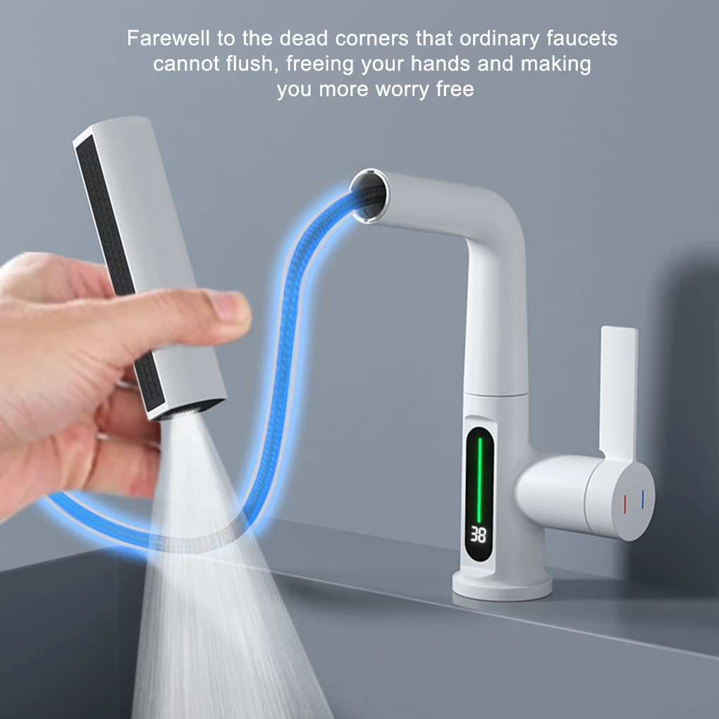 

360 ° Rotation Water Temperature Digital Display - Basin Faucet With Multi-color Options Can Be Electroplated Accessory