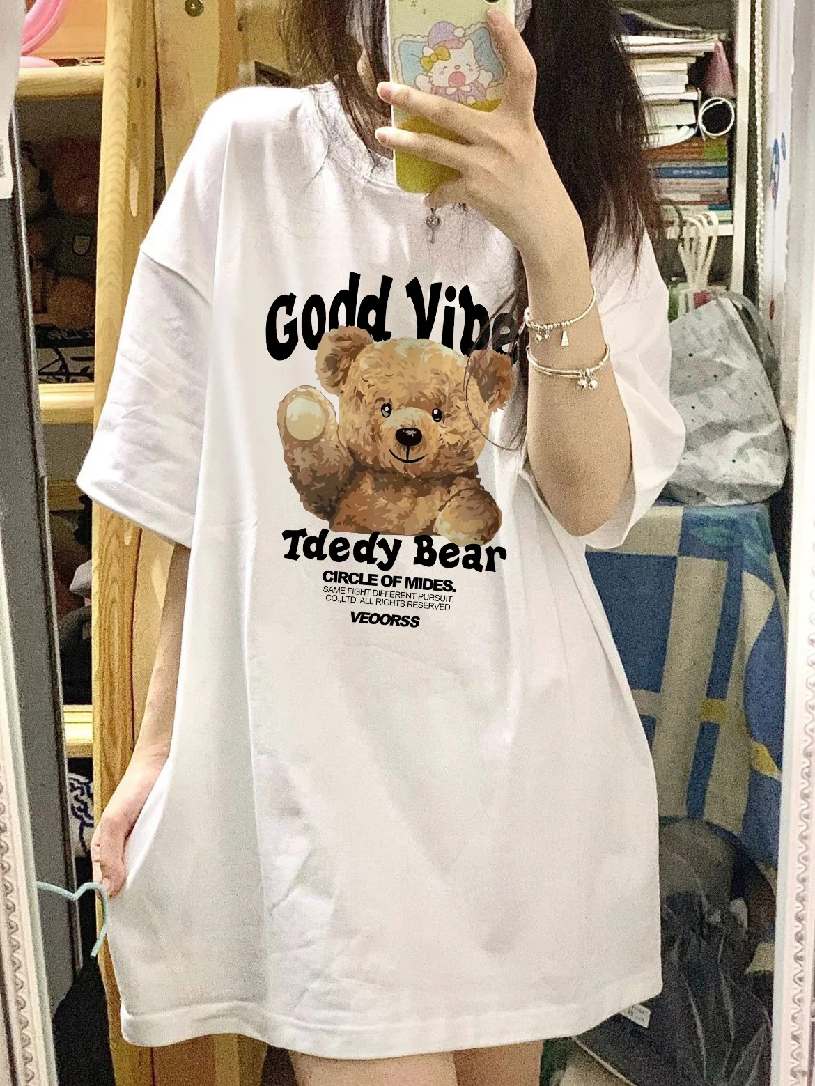 Oversize Bear Print Short-sleeved T-shirt For Women Spring Summer Man Tshirts 2023 Loose And Versatile Half-sleeved Coulpe Top
Oversize Bear Print Short-sleeved T-shirt For Women Spring Summer Man Tshirts 2023 Loose And Versatile Half-sleeved Coulpe Top