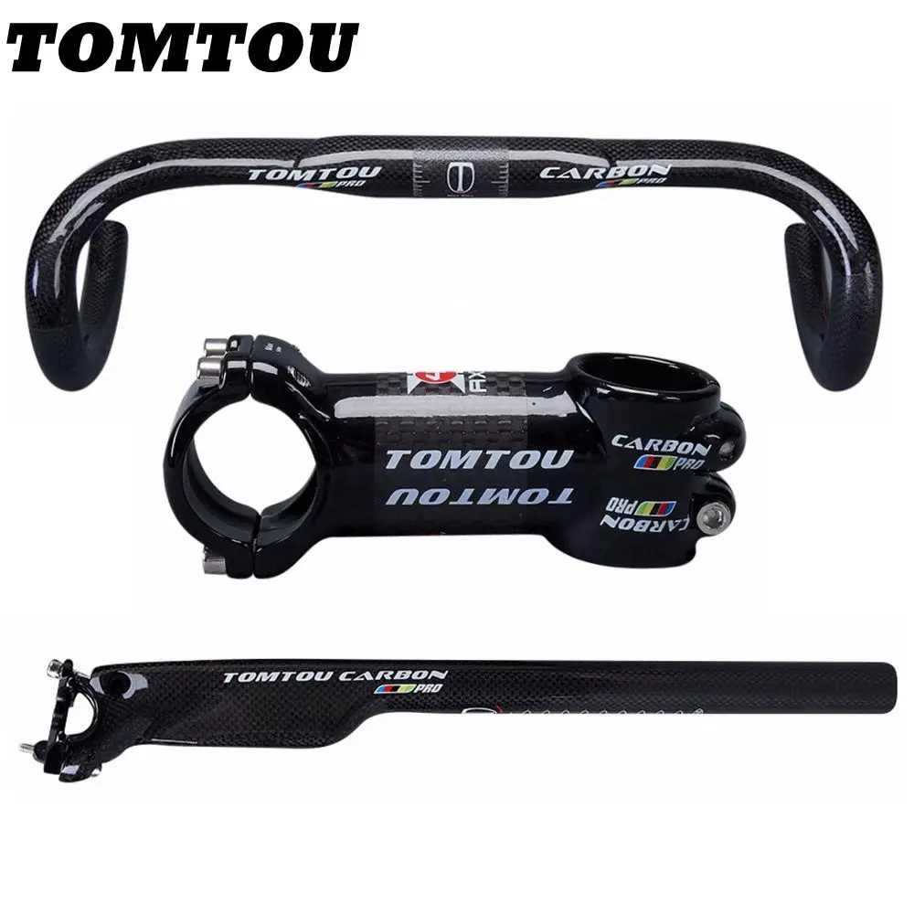 TOMTOU PRO Carbon Fibre Cycling Road Bike Handlebar SeatPost Stem Bicycle Road Bent Bar Sets Parts
TOMTOU PRO Carbon Fibre Cycling Road Bike Handlebar SeatPost Stem Bicycle Road Bent Bar Sets Parts