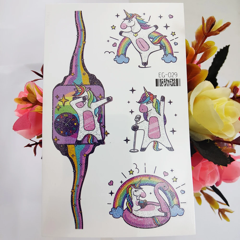 New Kids Temporary Tattoo Sticker Cute Unicorn Swan Rainbow Waterproof Tatoo Art Glitter Flash Powder Fake Tattoos Stickers
New Kids Temporary Tattoo Sticker Cute Unicorn Swan Rainbow Waterproof Tatoo Art Glitter Flash Powder Fake Tattoos Stickers