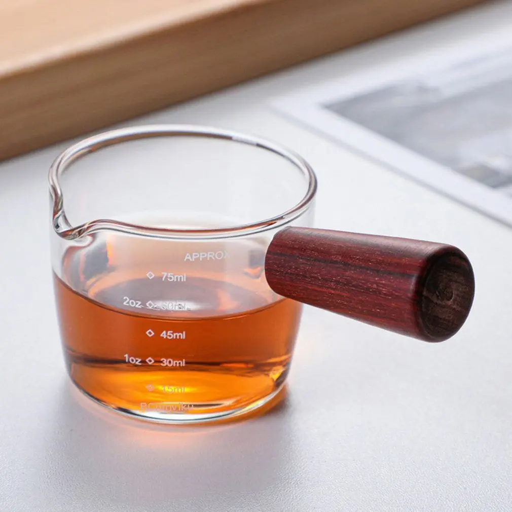 75ML Espresso Coffee Cup Ounce Cup With Scale And Wooden Handle High Borosilicate Glass Measuring Cup
75ML Espresso Coffee Cup Ounce Cup With Scale And Wooden Handle High Borosilicate Glass Measuring Cup