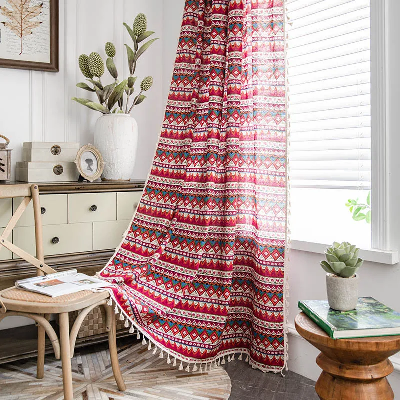 Cotton Red Geometry Prints Window Curtain Valance for The Luxury Living Room Semi Blackout Brown Hemp Rope Edge Kitchen Curtain
Cotton Red Geometry Prints Window Curtain Valance for The Luxury Living Room Semi Blackout Brown Hemp Rope Edge Kitchen Curtain