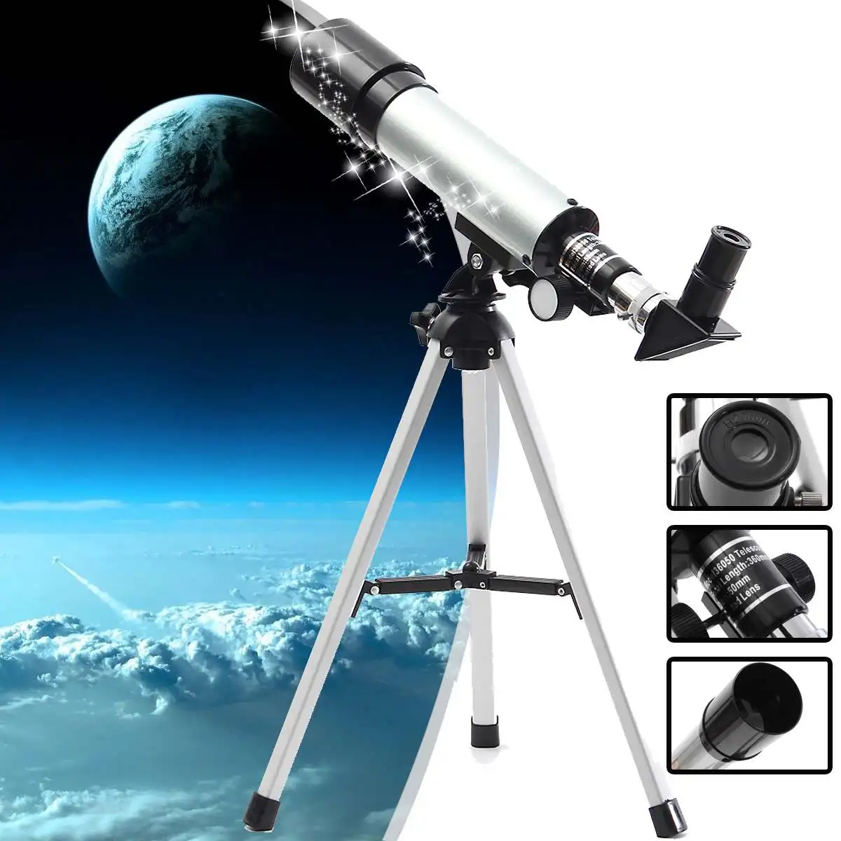 F36050M Astronomical Telescope Monocular With Portable Tripod Monocular Zoom Telescope Spotting Scope for Hunting Camping
F36050M Astronomical Telescope Monocular With Portable Tripod Monocular Zoom Telescope Spotting Scope for Hunting Camping