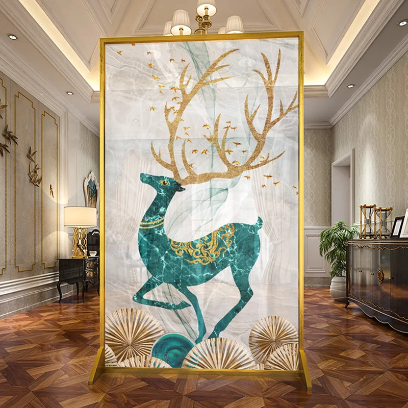 Light luxury elk art screen living room partition hallway blocking the Nordic metal mobile screen
Light luxury elk art screen living room partition hallway blocking the Nordic metal mobile screen