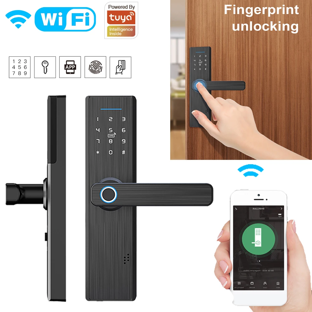 Tuya Wifi Electronic Smart Door Lock Unlocking Fingerprint Lock Aluminum Anti-theft Keyless Lock Electronic Door Lock for Home
Tuya Wifi Electronic Smart Door Lock Unlocking Fingerprint Lock Aluminum Anti-theft Keyless Lock Electronic Door Lock for Home