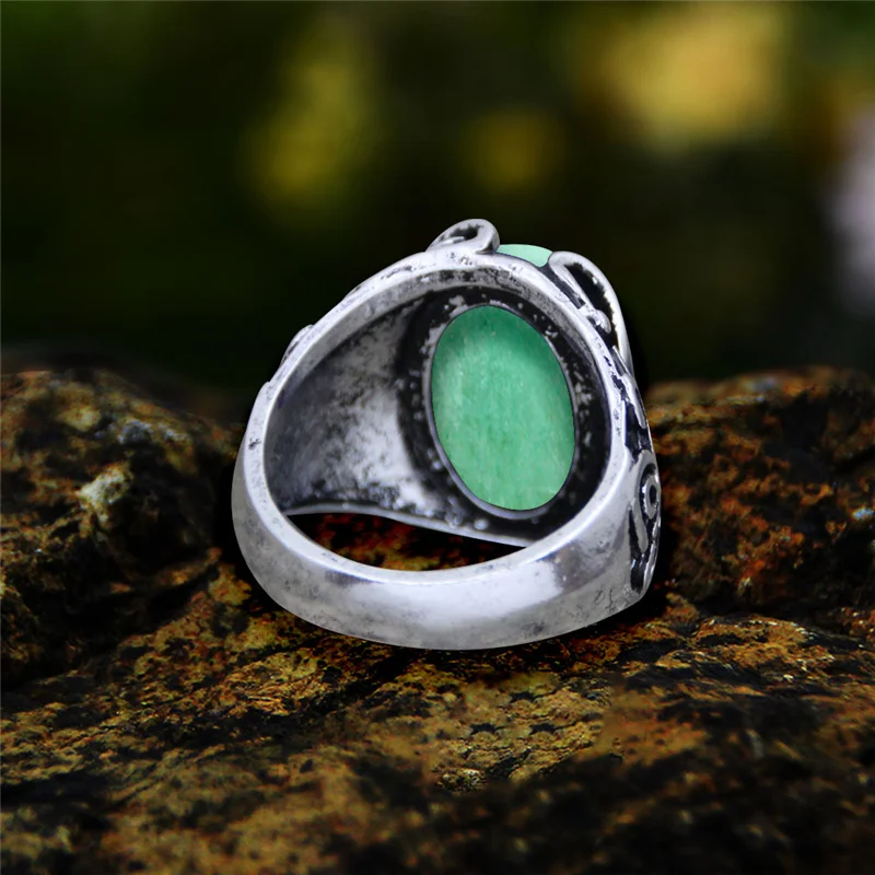 Женское кольцо из нефрита и кварца Винтажное с покрытием настоящего серебра