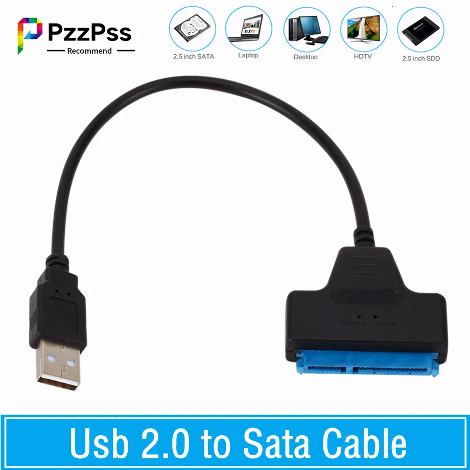 

PzzPss USB 2.0 to SATA 22pin Cable Adapter Lines HDD SSD Connect Cord Wire For 2.5in Hard Disk Drives For Solid Disk Drive