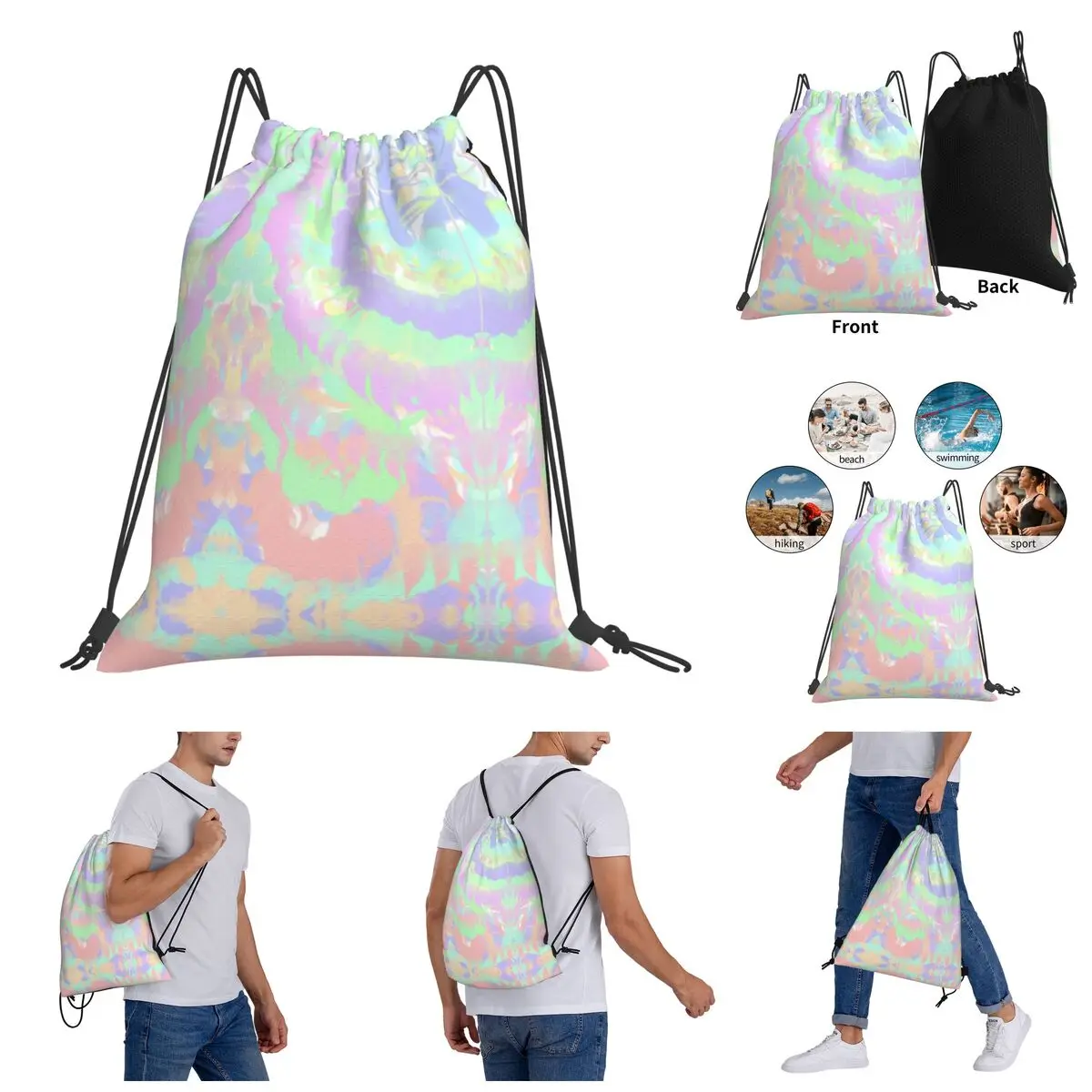 Drawstring Bags Gym Bag Pastel Tie Dye Backpack Geek Graphic Cool Field pack
Drawstring Bags Gym Bag Pastel Tie Dye Backpack Geek Graphic Cool Field pack