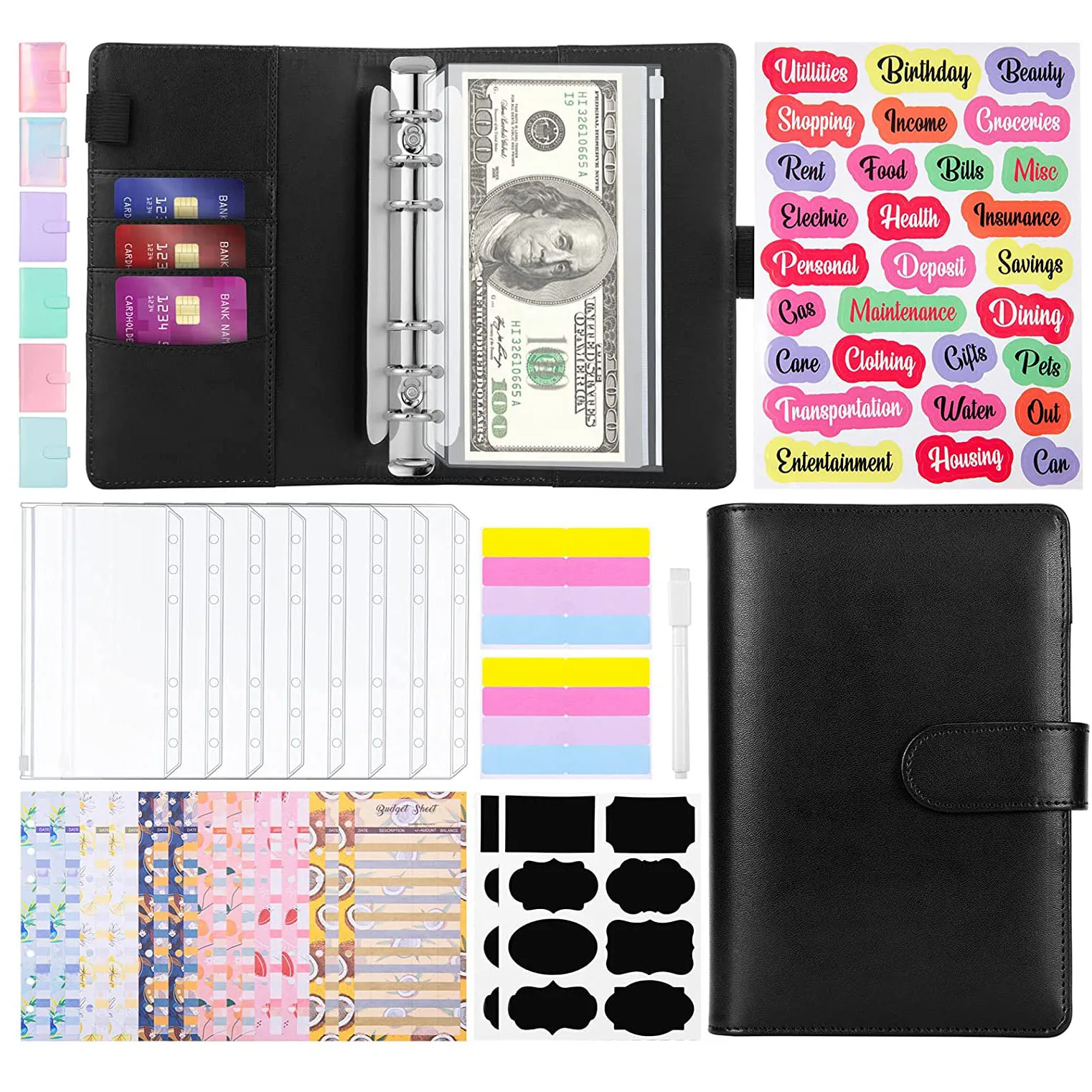 A6 Budget Binder Cash Envelopes with 12 Pcs Expense Budget Sheet Money Organizer for Cash with 8Pcs Binder Pockets,for Budgeting
A6 Budget Binder Cash Envelopes with 12 Pcs Expense Budget Sheet Money Organizer for Cash with 8Pcs Binder Pockets,for Budgeting