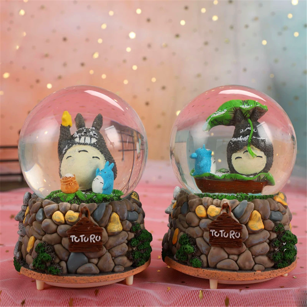 Totoro музыкальная шкатулка в виде хрустального шара автоматический плавающий снег