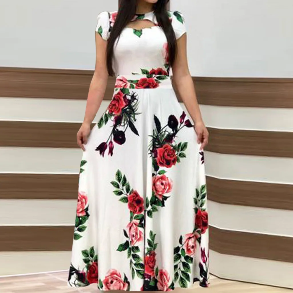 Women Floral Print Maxi Dress Boho front Hollow Out A Line Long Dress Ladies Casual Loose V-Neck Beach Party dress Vestidos
Women Floral Print Maxi Dress Boho front Hollow Out A Line Long Dress Ladies Casual Loose V-Neck Beach Party dress Vestidos