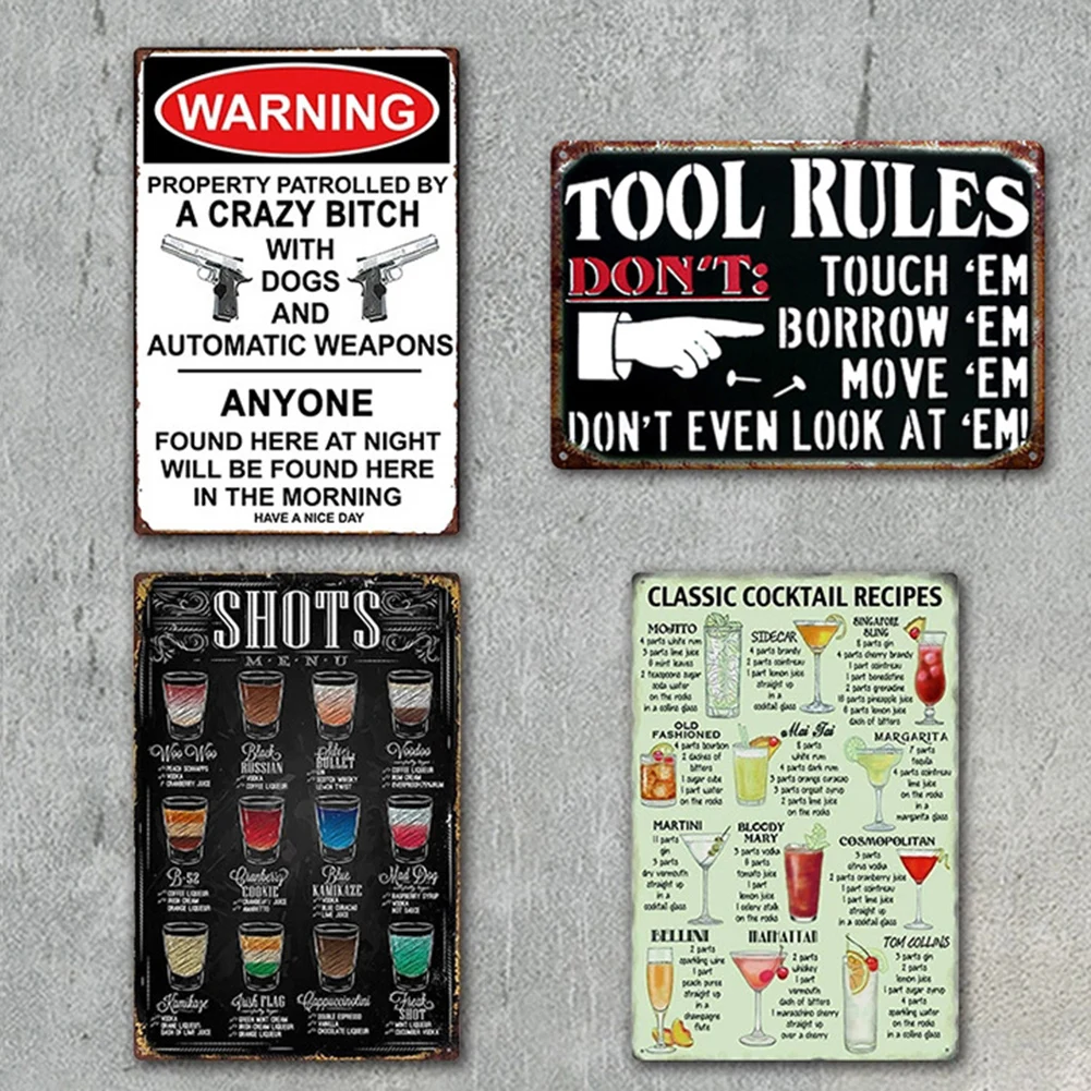 Vintage Cocktail Shots Metal Tin Signs Plaque Beer Plate Decorative Poster Plaque Retro Bar Kitchen Home Wall Decor
Vintage Cocktail Shots Metal Tin Signs Plaque Beer Plate Decorative Poster Plaque Retro Bar Kitchen Home Wall Decor