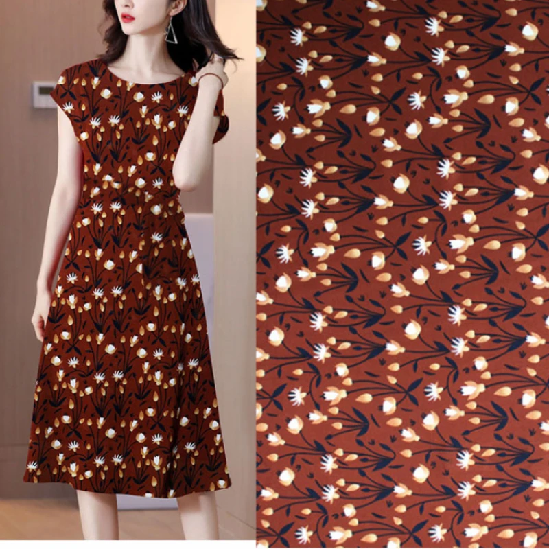Mulberry Silk Crepe De Chine Fabric Caramel Flower Digital Print Summer Women's Shirting Clothing for Dress Material Per Meter
Mulberry Silk Crepe De Chine Fabric Caramel Flower Digital Print Summer Women's Shirting Clothing for Dress Material Per Meter