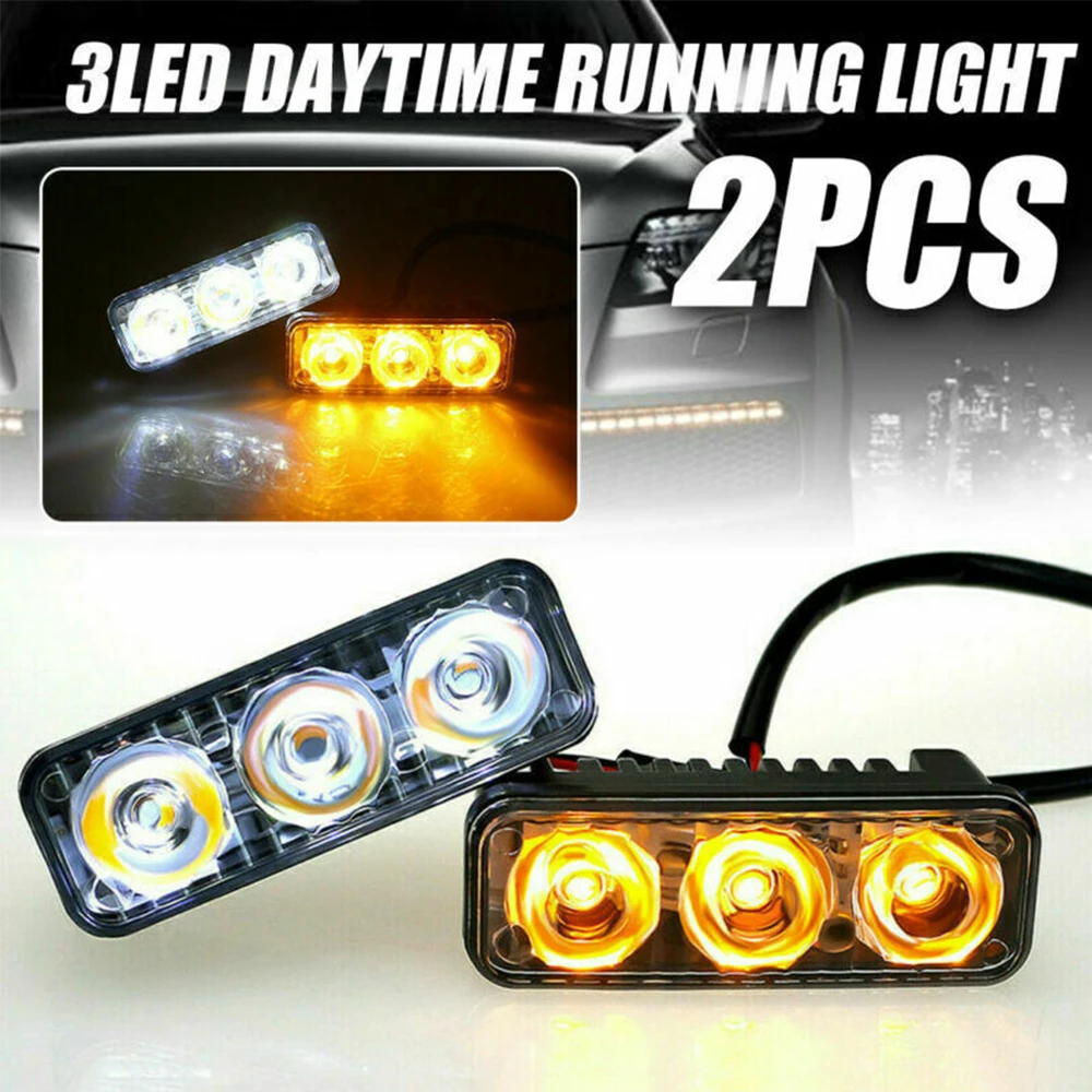 2X Universal 3LED DRL Daytime Running Light Fog Lamp 6000K Amber Car Turn Signal Indicator Lights Spotlight for Motorcycle SUV
2X Universal 3LED DRL Daytime Running Light Fog Lamp 6000K Amber Car Turn Signal Indicator Lights Spotlight for Motorcycle SUV
