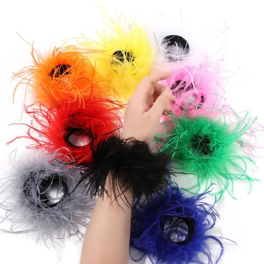 

Women's Fur Feather Slap Bracelets Feather Cuff Hair Accessories Anklet Bracelet Feather Wristband Slaps on Cuff Sleeves