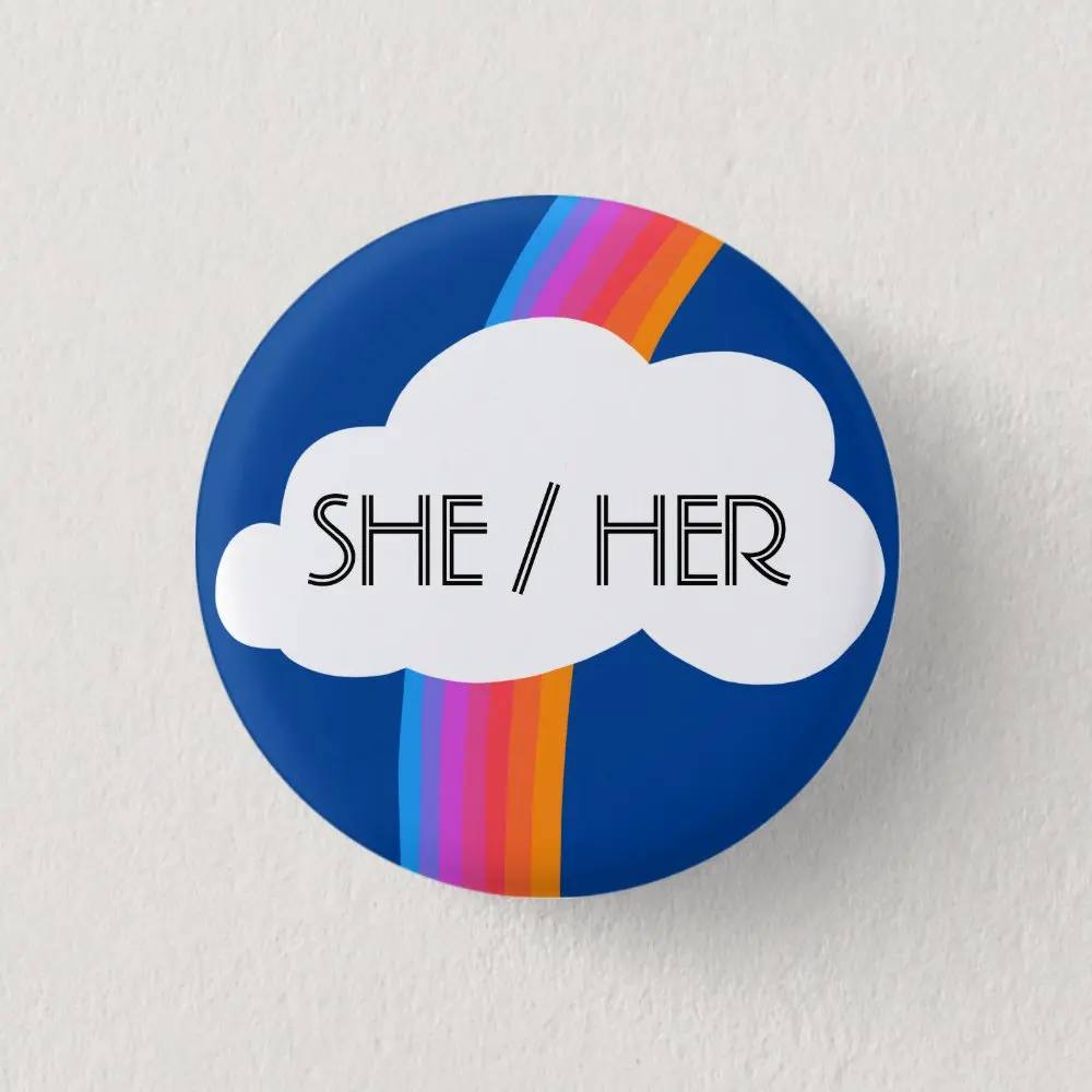 She Her Pronouns Colorful Rainbow Cloud Soft Button Pin Women Jewelry Lapel Pin Collar Metal Gift Fashion Brooch Cute Cartoon
She Her Pronouns Colorful Rainbow Cloud Soft Button Pin Women Jewelry Lapel Pin Collar Metal Gift Fashion Brooch Cute Cartoon