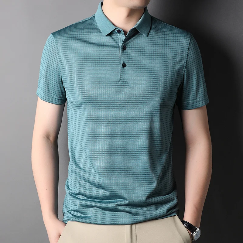 Summer New Polo Shirt Mulberry Fine Grain Loose Casual Silk Short Sleeve Men's Top
Summer New Polo Shirt Mulberry Fine Grain Loose Casual Silk Short Sleeve Men's Top