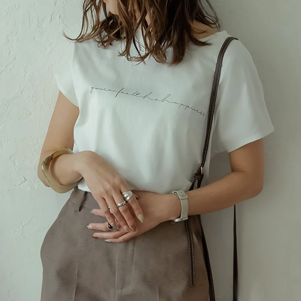 Women Summer Letter Print T-Shirt Fashion Simple Casual Loose Plain Tees Korean Japanese Style Daily All-match Wear Girl Tops
Women Summer Letter Print T-Shirt Fashion Simple Casual Loose Plain Tees Korean Japanese Style Daily All-match Wear Girl Tops