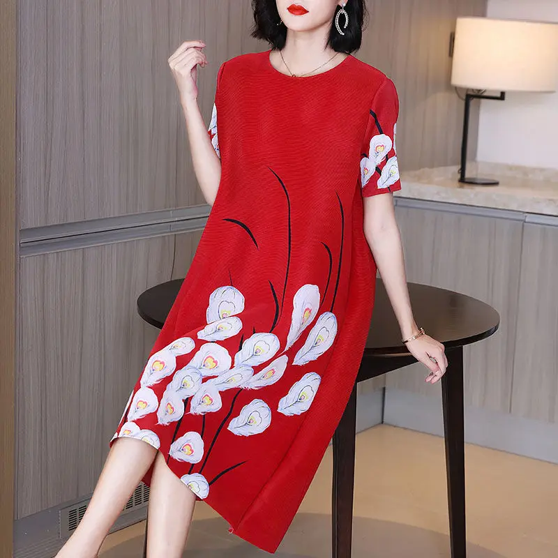 Women casual dress 2022 summer red dress design fashion loose large size European station cover belly short-sleeved print dress
Women casual dress 2022 summer red dress design fashion loose large size European station cover belly short-sleeved print dress