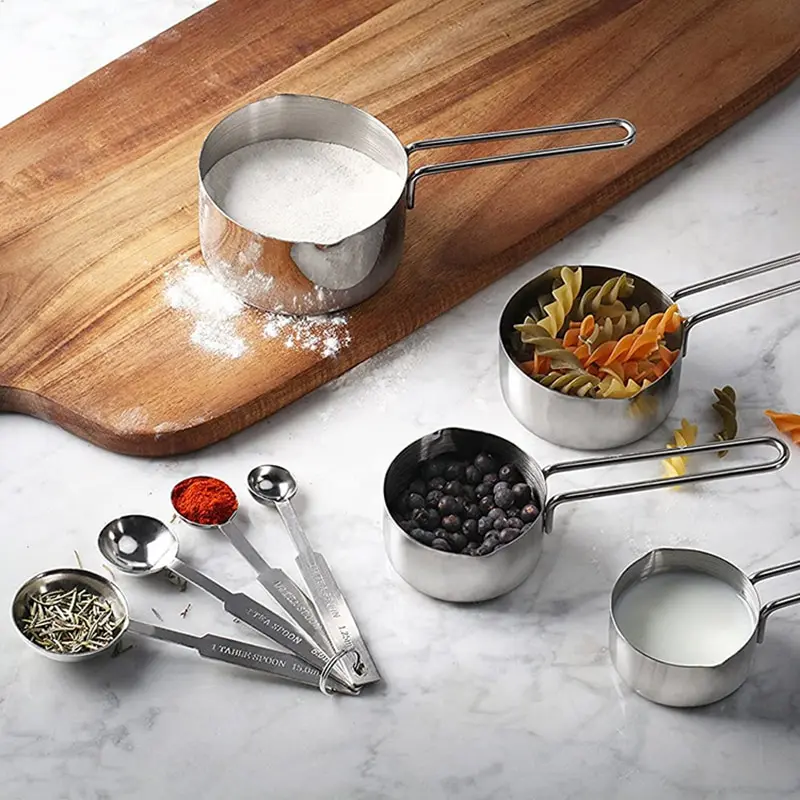 8Pcs Stainless Steel Measuring Cups and Spoons Set Deluxe Premium Stackable Tablespoons Home Tools Kitchen Accessories
8Pcs Stainless Steel Measuring Cups and Spoons Set Deluxe Premium Stackable Tablespoons Home Tools Kitchen Accessories