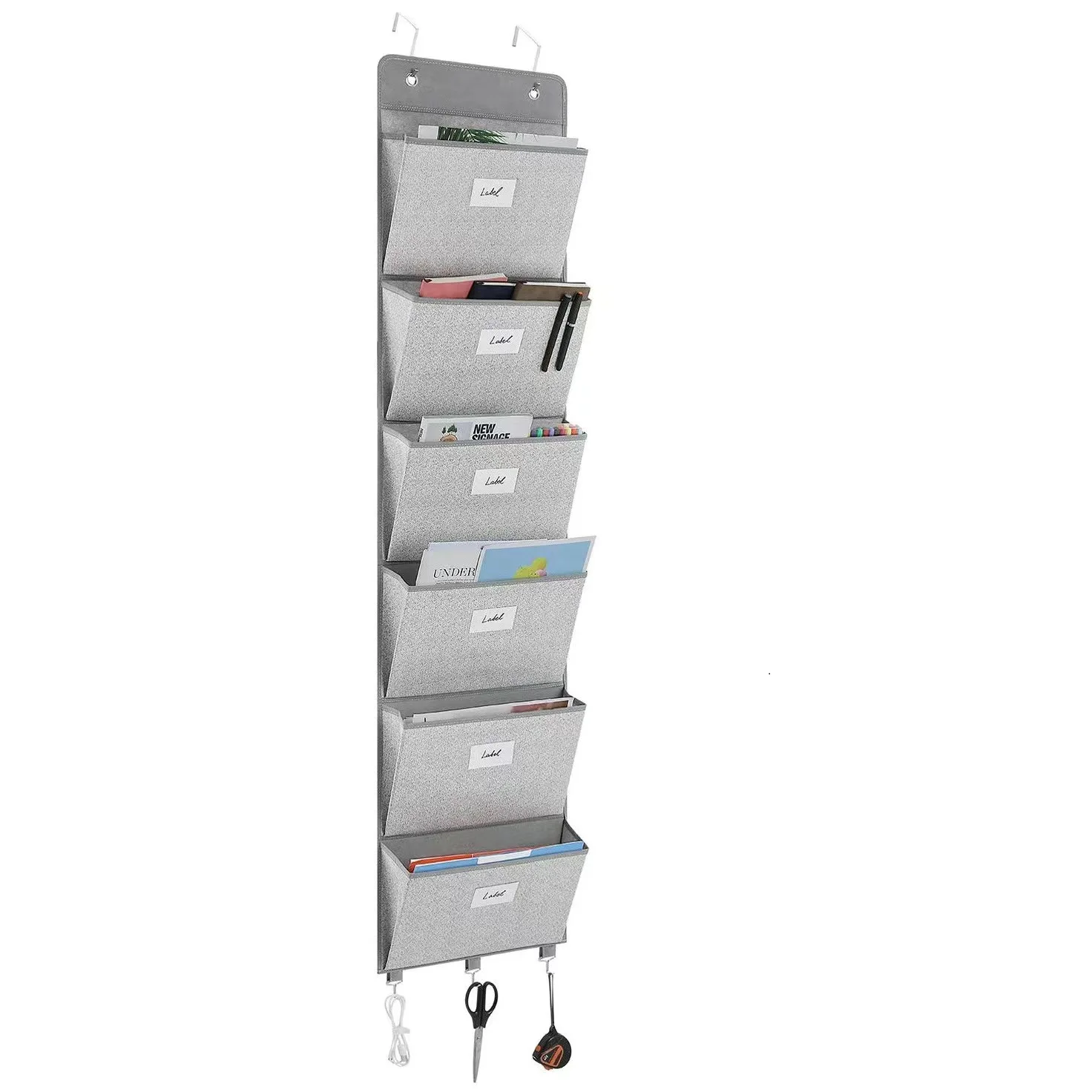Wall-mounted document organizer holder, over-the-door office supplies, 6 pockets
Wall-mounted document organizer holder, over-the-door office supplies, 6 pockets