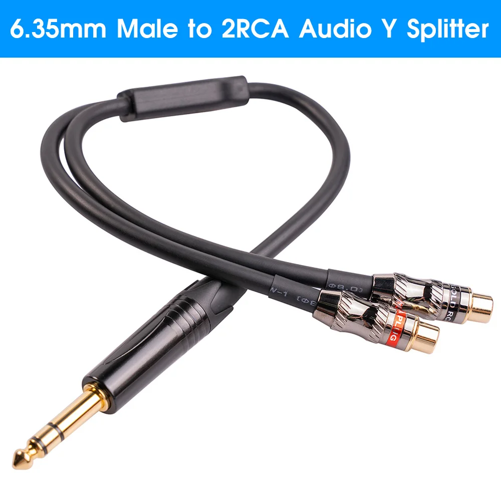 Аудио Y-разветвитель 6,35 мм RCA штекер на 2RCA гнездо кабель 24k позолоченный разъем для усилителей аудио кабель для домашнего кинотеатра студии 
Аудио Y-разветвитель 6,35 мм RCA штекер на 2RCA гнездо кабель 24k позолоченный разъем для усилителей аудио кабель для домашнего кинотеатра студии