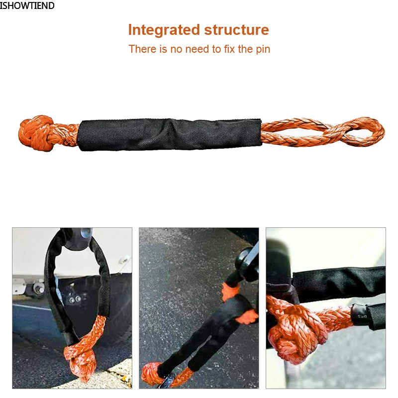 

17 Tons 38000lbs Soft Shackle Rope Shackle Connection Knot Rope Trailer Rope Towing Ropes 55mm 1/2" Soft Shackle Synthetic Rope