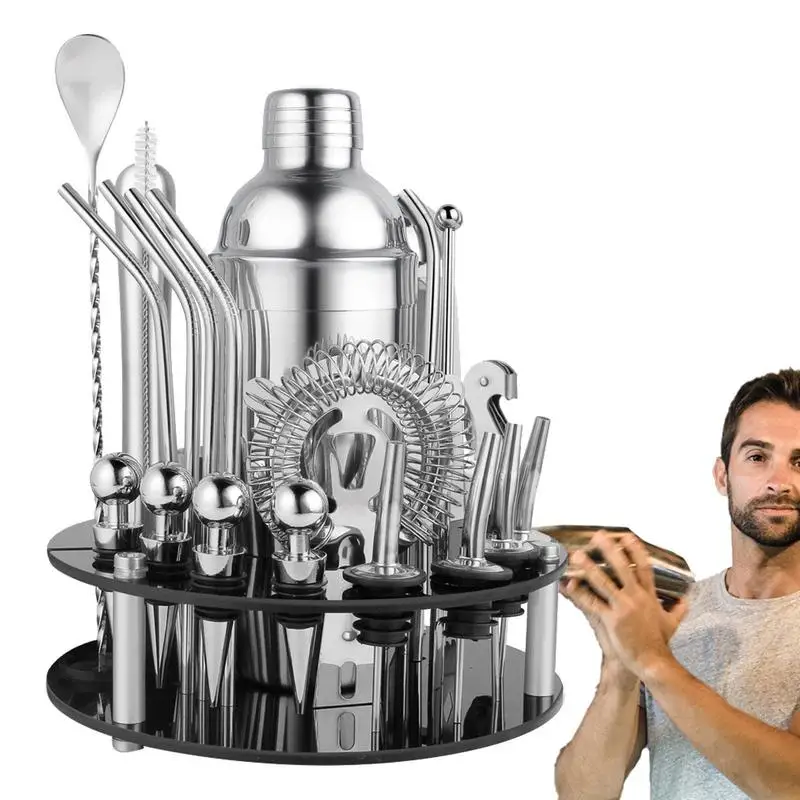 Cocktail Shaker Bar Accessories For The Home Bar Set 30-Piece Stainless Steel Cocktail Shaker Set With Acrylic Stand
Cocktail Shaker Bar Accessories For The Home Bar Set 30-Piece Stainless Steel Cocktail Shaker Set With Acrylic Stand