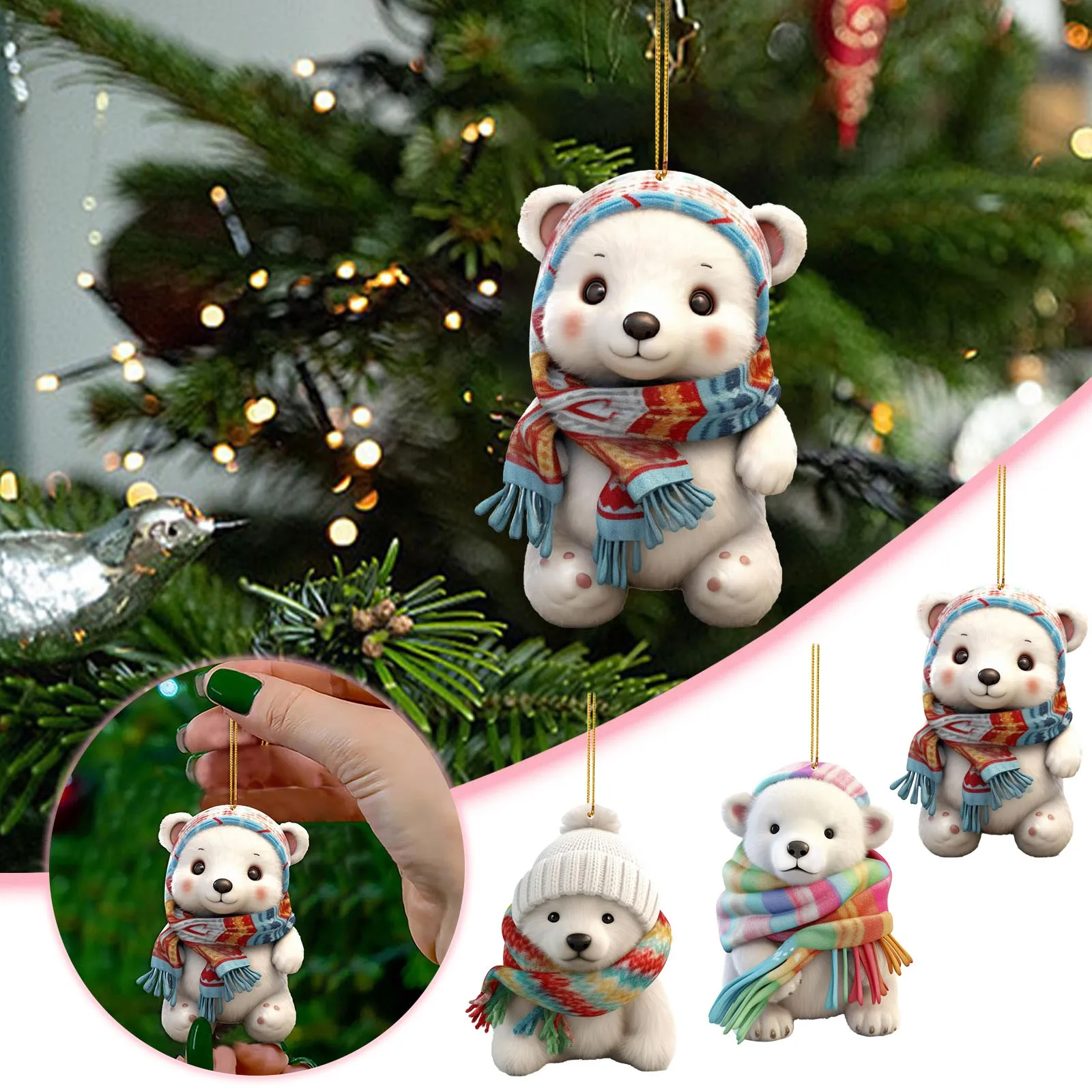 Christmas Gift Cute Polar Bear Wearing Scarf Figure Acrylic Hanging Ornament For Christmas Tree Decorations New Year Home Decor
Christmas Gift Cute Polar Bear Wearing Scarf Figure Acrylic Hanging Ornament For Christmas Tree Decorations New Year Home Decor