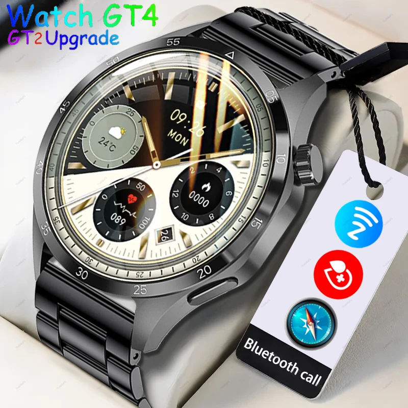 

Новинка GT4 Pro Max мужские умные часы с измерением уровня сахара в крови, компактный компас AMOLED HD Bluetooth звонок монитор здоровья IP68 водонепроницаемые спортивные часы