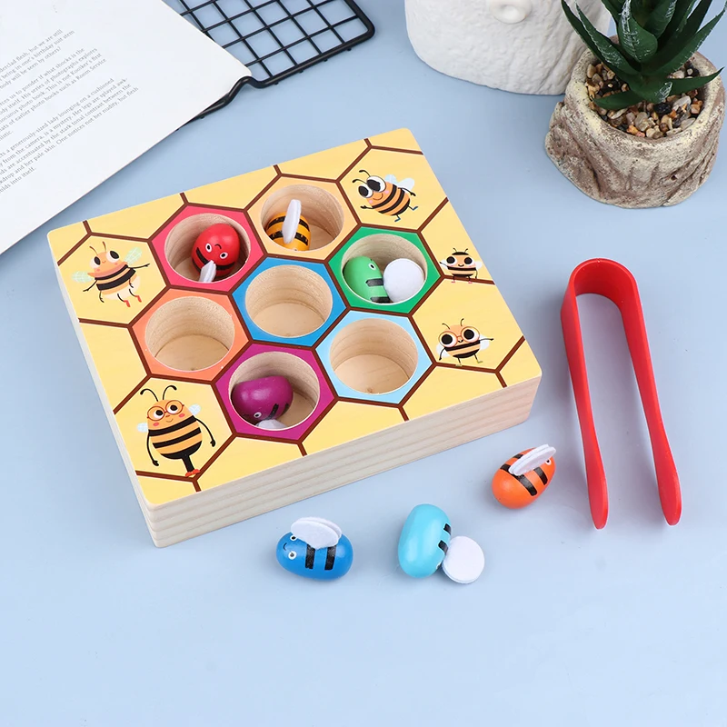 

Clamp Bee To Hive Matching Game Toddler Color Sorting Puzzle Early Educational Toy Training Fine Motor Skill Kids Preschool Gift