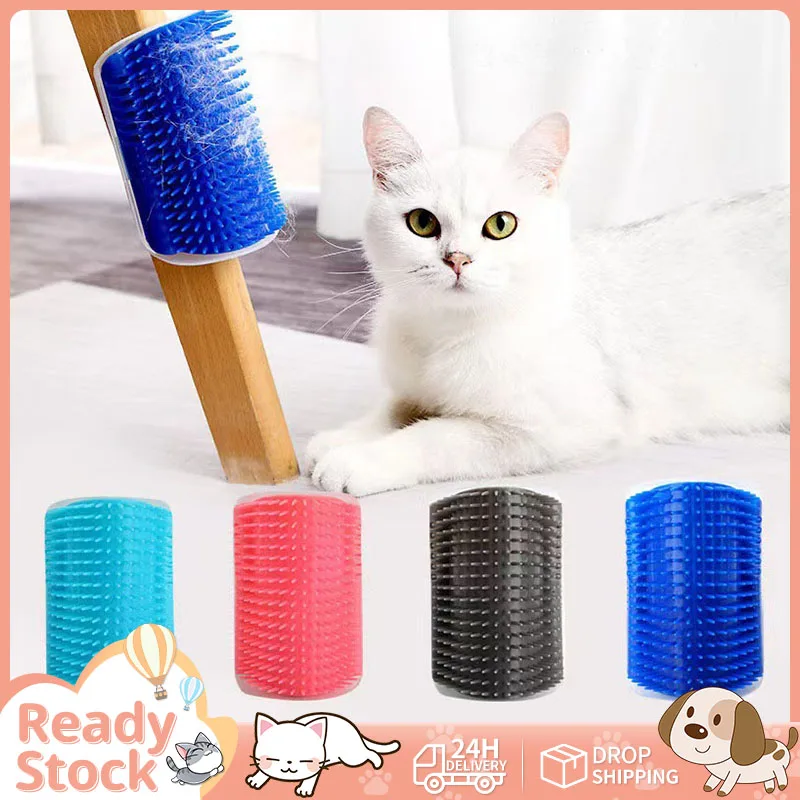 

Cat Self Groomer with Catnip Soft Cats Wall Corner Massage Comb Pet Hair Removal Brush Scratching Rubbing Cat Grooming Supplies