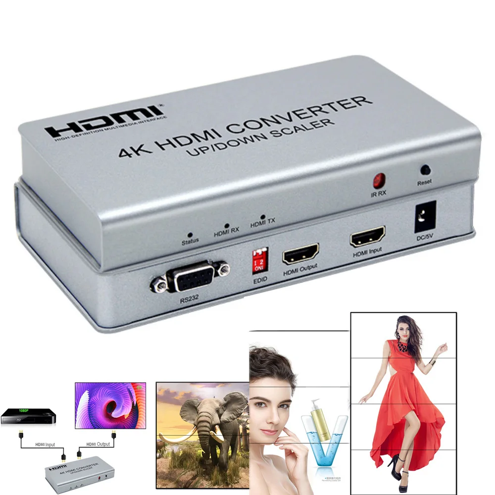 4K HDMI-compatible UP Down converter Scaler 4K 1080P 720P with video wall controller processor functions&RS232 control
4K HDMI-compatible UP Down converter Scaler 4K 1080P 720P with video wall controller processor functions&RS232 control