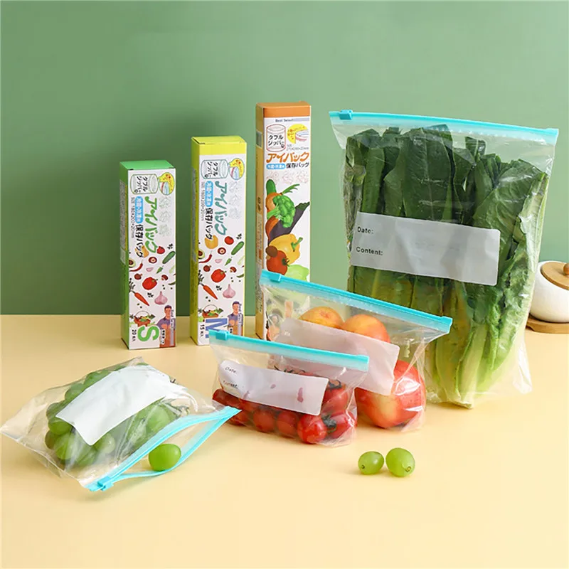 

Пластиковый пакет для хранения пищевых продуктов с застежкой-молнией, многоразовый пакет для запечатывания фруктов в морозильной камере, контейнер для холодильника, кухонные аксессуары