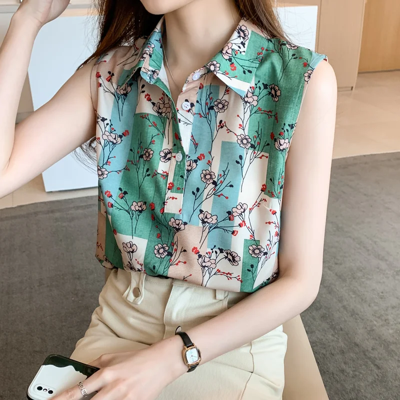 Fashion Floral Print Women's Shirt Button 2023 Summer Sleeveless Chiffon Blouse Women Slim Floral Tank Tops Blusas Mujer 25361
Fashion Floral Print Women's Shirt Button 2023 Summer Sleeveless Chiffon Blouse Women Slim Floral Tank Tops Blusas Mujer 25361