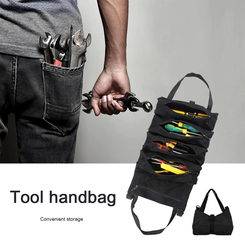 Tool Roll Pouch Waterproof Large Capacity Tool Bag Wear Resistant with 5 Zipper Pockets for Electrician Plumber Carpenter
Tool Roll Pouch Waterproof Large Capacity Tool Bag Wear Resistant with 5 Zipper Pockets for Electrician Plumber Carpenter