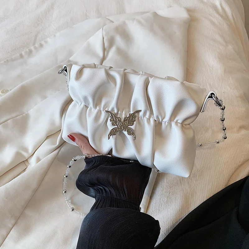Pleated Cloud Bag Women's Rhinestone Butterfly Shoulder Bag Niche Designer Fashion Women Bag Pearl Chain Crossbody Bag Wallet
Pleated Cloud Bag Women's Rhinestone Butterfly Shoulder Bag Niche Designer Fashion Women Bag Pearl Chain Crossbody Bag Wallet