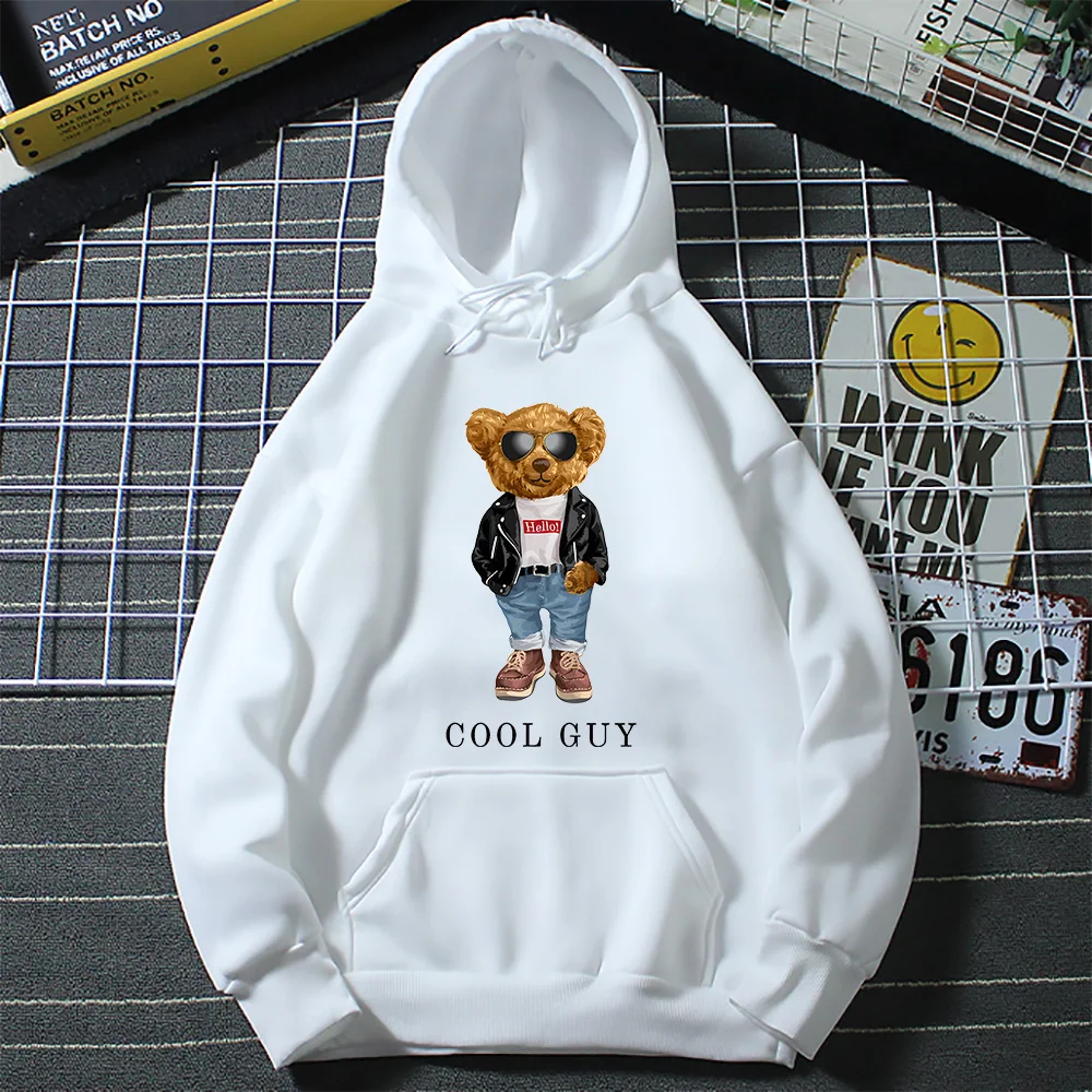 Bear Hello COOL GUY Hoodie Jacket Sunglasses Print Personality Pattern Casual Sweatshirt Mens and Women Loose Long-sleeved
Bear Hello COOL GUY Hoodie Jacket Sunglasses Print Personality Pattern Casual Sweatshirt Mens and Women Loose Long-sleeved